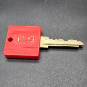Metal Key With Red Plastic Cover & 1133 Engraving Prop Collectible JJ4206